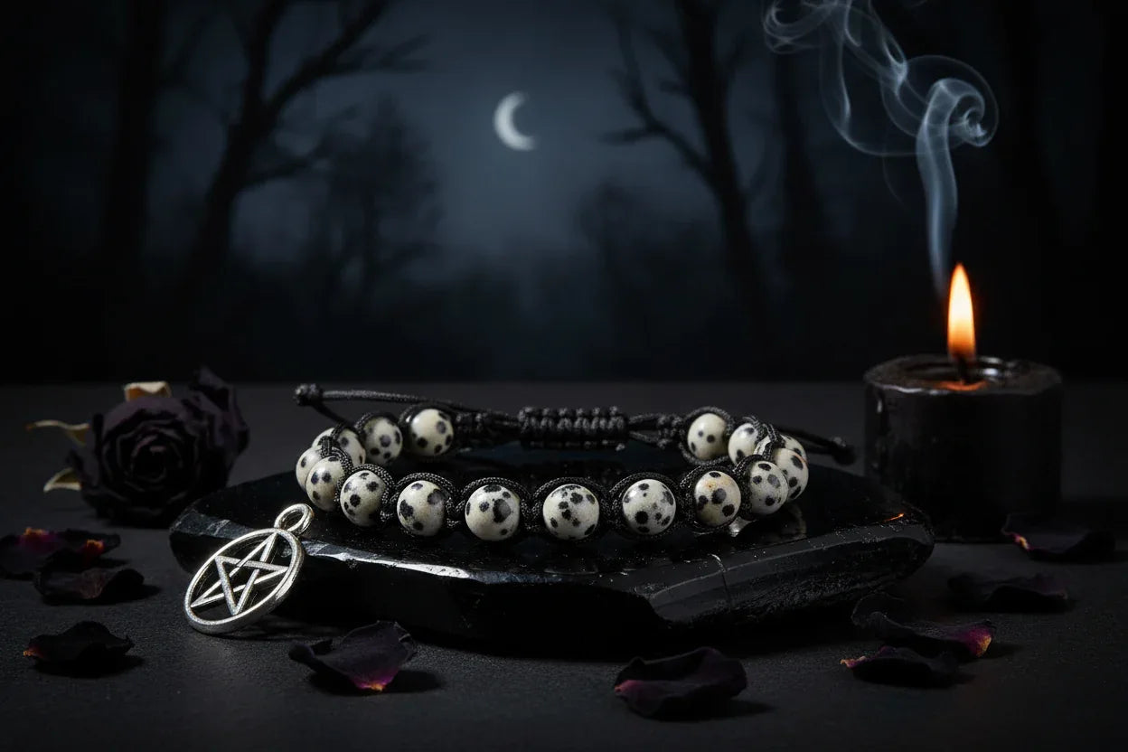 Crystal Beaded Bracelet - Sorceress Sanctuary Phoenix Blue Gold-Volcanic Rock-Haematite-Tree Pattern Agate-Rose Stone