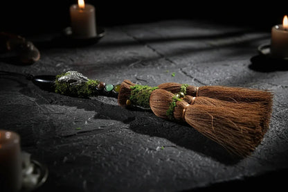 Crystal Besom - Sorceress Sanctuary White Crystal-Labradorite-Green Fluorite-Citrine