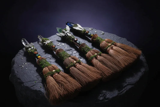 Crystal Besom - Sorceress Sanctuary White Crystal-Labradorite-Green Fluorite-Citrine
