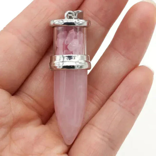 Crystal Bullet Pendant - Sorceress Sanctuary Tiger Eye Stone-Amethyst-Green Aventurine-Opal-Rose Quartz