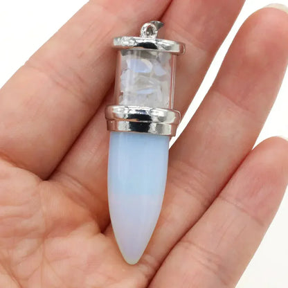 Crystal Bullet Pendant - Sorceress Sanctuary Tiger Eye Stone-Amethyst-Green Aventurine-Opal-Rose Quartz