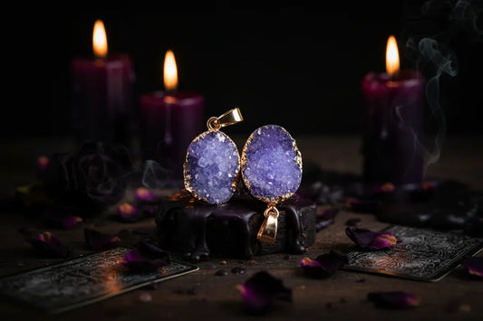 Crystal Cluster Pendant - Sorceress Sanctuary Blue / 15x20mm-Red / 20x25mm-Purple / 15x20mm-Green / 15x20mm-Purple / 20x25mm