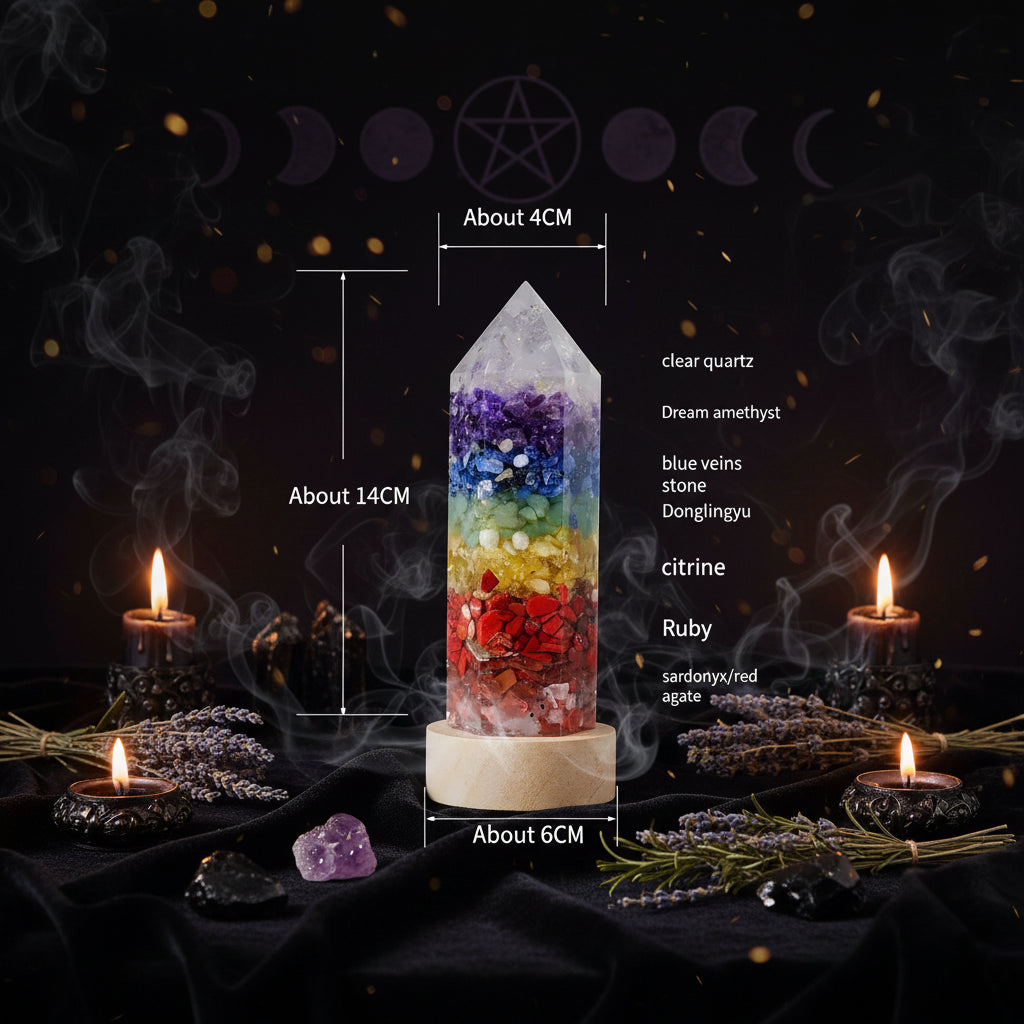 Enchanted Crystal Column Night Light - Sorceress Sanctuary Seven-color gravel-Pink Crystal
