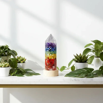 Enchanted Crystal Column Night Light - Sorceress Sanctuary Seven-color gravel-Pink Crystal