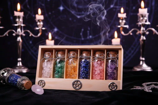 Crystal Drift Bottles - Sorceress Sanctuary Gravel Drifting Bottle Wooden Box Set