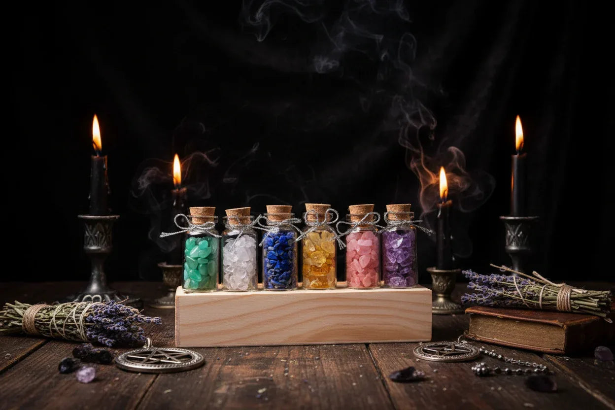 Crystal Drift Bottles - Sorceress Sanctuary Gravel Drifting Bottle Wooden Box Set