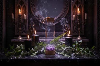 Crystal Energy Bottle - Sorceress Sanctuary Yellow-Purple-White crystal-Obsidian-Pink