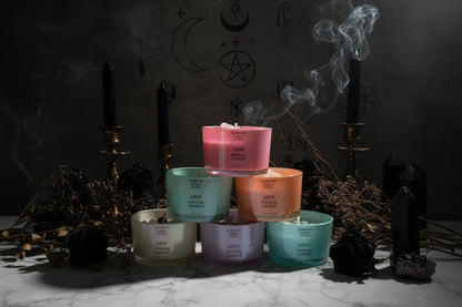 Crystal Flower Candle - Sorceress Sanctuary Colorful Cup Gift Box: 7 * 5cm = diameter * height / Soy wax: fruit blood orange-Colorful Cup Gift Box: 7 * 5cm = diameter * height / Handmade shape: Green Grape-Colorful Cup Gift Box: 7 * 5cm = diameter * height / Crystal Stone: British pear freesia-Colorful Cup Gift Box: 7 * 5cm = diameter * height / Handmade shape: Coffee Fragrance-Colorful Cup Gift Box: 7 * 5cm = diameter * height / Soy wax: Verbena