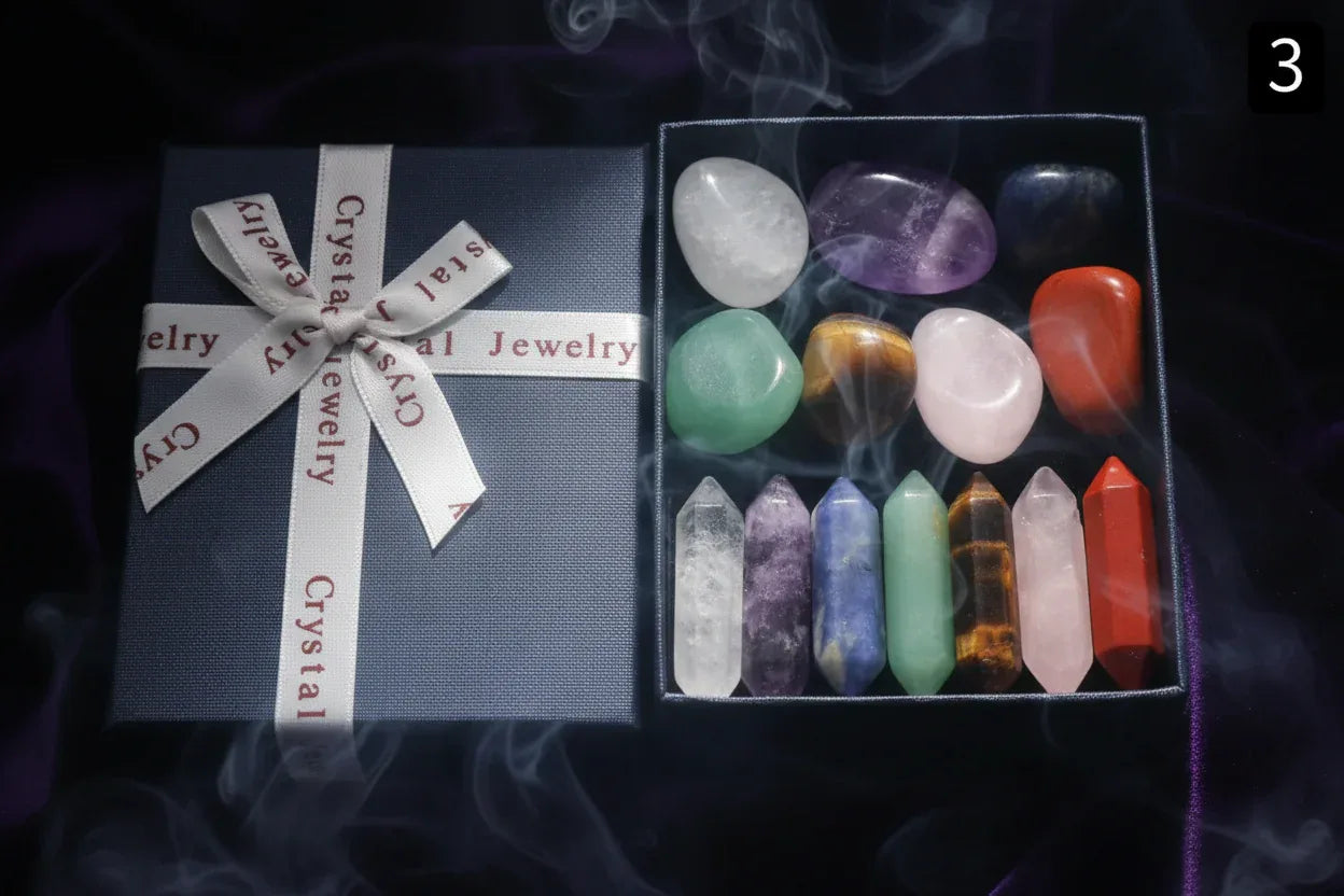 Crystal Healing Set - Sorceress Sanctuary 7pcs bag | Irregular-7pcs bag | Hexagonal Columns-14pcs box | (7 hexagonal + irregular)