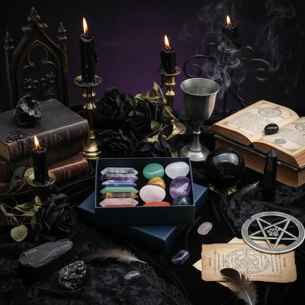Crystal Healing Set - Sorceress Sanctuary 7pcs bag | Irregular-7pcs bag | Hexagonal Columns-14pcs box | (7 hexagonal + irregular)