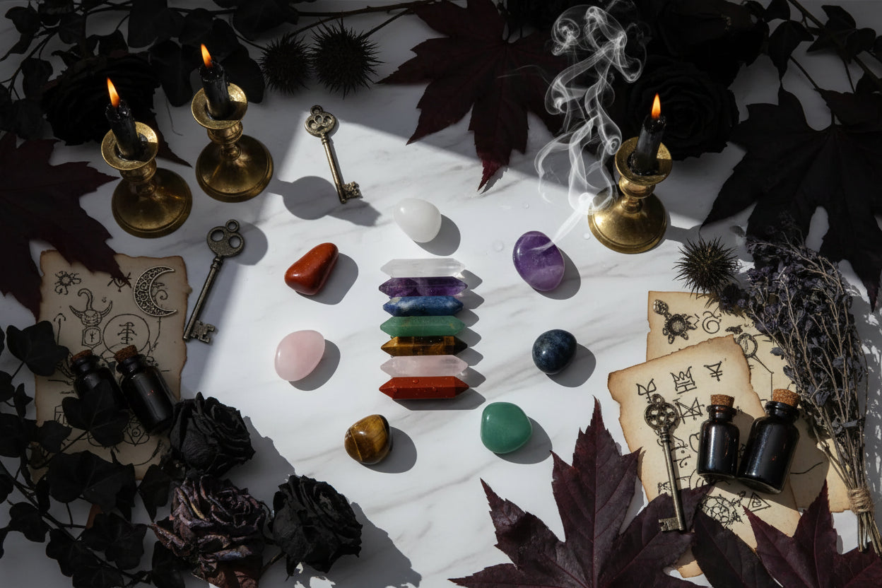 Crystal Healing Set - Sorceress Sanctuary 7pcs bag | Irregular-7pcs bag | Hexagonal Columns-14pcs box | (7 hexagonal + irregular)