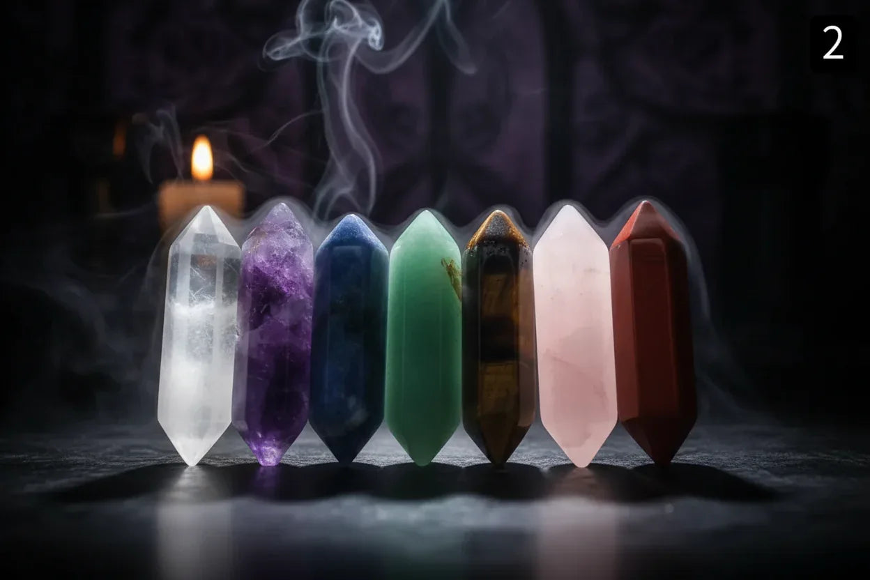 Crystal Healing Set - Sorceress Sanctuary 7pcs bag | Irregular-7pcs bag | Hexagonal Columns-14pcs box | (7 hexagonal + irregular)