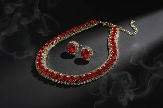 Crystal Jewellery Set - Sorceress Sanctuary Necklace-Gold-Necklace - Silver-Necklace - Green-Necklace-Champagne-Necklace - Blue