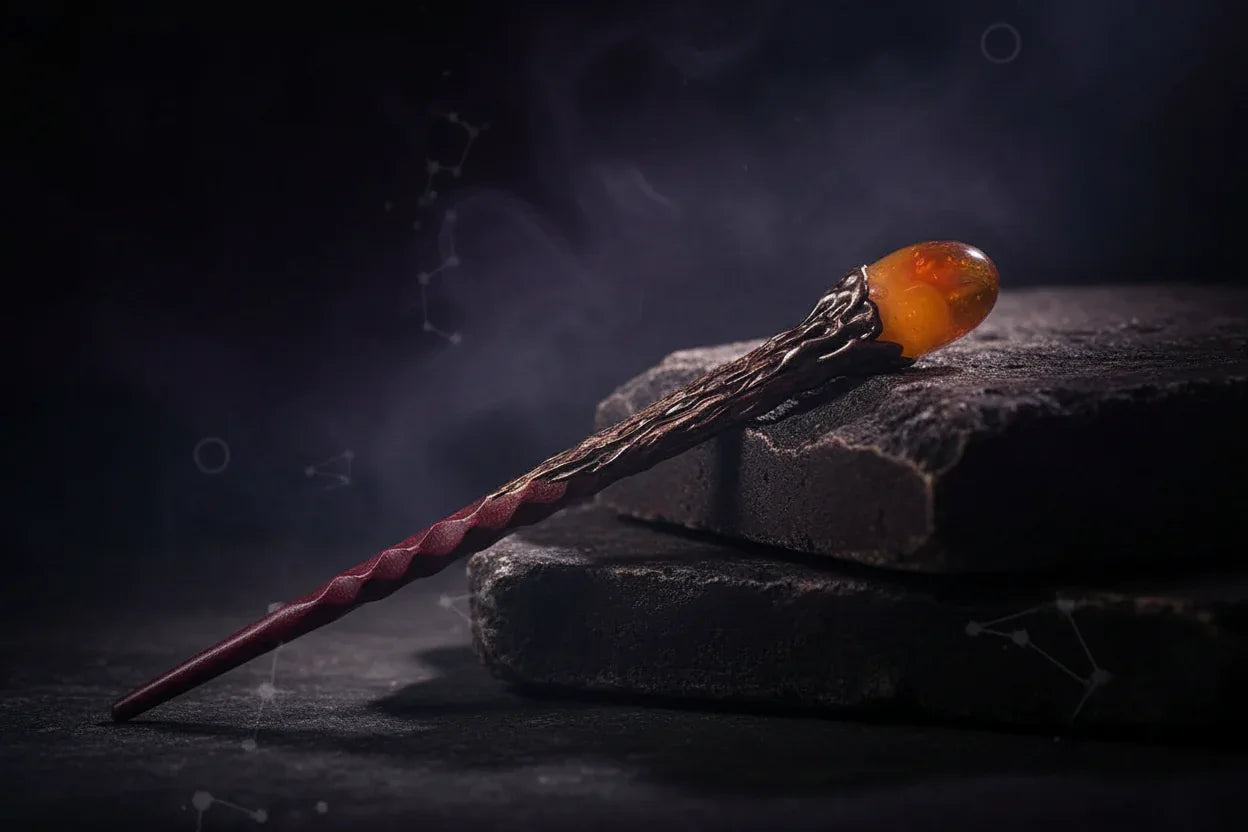 Crystal Magic Wand - Sorceress Sanctuary Topaz / Standard-Amethyst Flowers / Standard-Red Agate / Standard-Green Aventurine / Standard-Amethyst / Standard