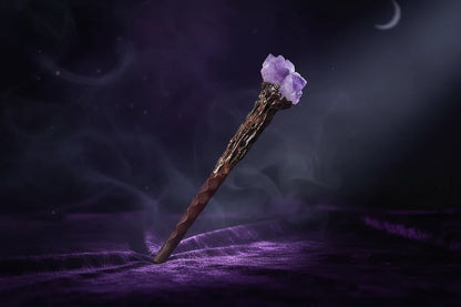 Crystal Magic Wand - Sorceress Sanctuary Topaz / Standard-Amethyst Flowers / Standard-Red Agate / Standard-Green Aventurine / Standard-Amethyst / Standard