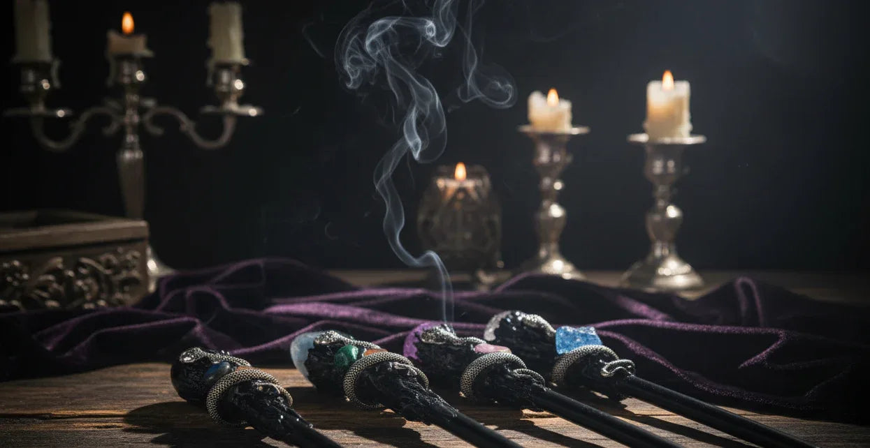 Crystal Orb Wand - Sorceress Sanctuary Amethyst Stone Ball Style-Labradorite Matching Style-Obsidian Rolling Stone-White Crystal Ball Style