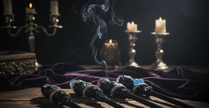 Crystal Orb Wand - Sorceress Sanctuary Amethyst Stone Ball Style-Labradorite Matching Style-Obsidian Rolling Stone-White Crystal Ball Style