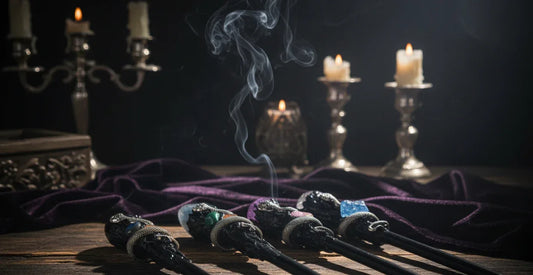 Crystal Orb Wand - Sorceress Sanctuary Amethyst Stone Ball Style-Labradorite Matching Style-Obsidian Rolling Stone-White Crystal Ball Style