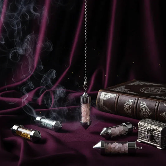 Crystal Pendulum - Sorceress Sanctuary Chakela-Amethyst-Fandongling-Fluorite-Tigereye
