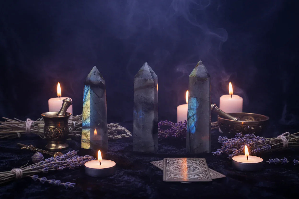 Crystal Pillars - Sorceress Sanctuary Obsidian / Standard-Dream Amethyst / Standard-Labradorite / Standard-Green Fluorite / Standard-Colorful Fluorite / Standard