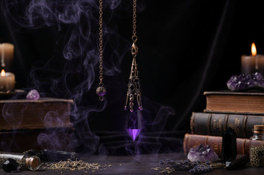 Crystal Prism Pendulum - Sorceress Sanctuary Tiger Eye-Black Onyx-Opal-White crystal-Flash stone