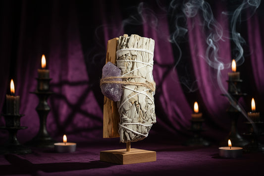 Crystal Smudge Kit - Sorceress Sanctuary Amethyst cluster stone-Lapis lazuli stone-Amethyst original stone-Dongling Jade Stone-Red jasper stone
