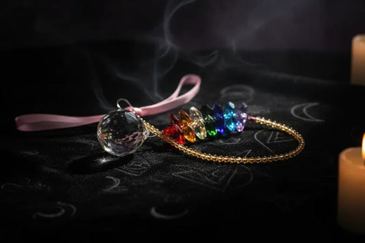 Crystal Sun Catcher - Sorceress Sanctuary 30mm crystal ball + white crystal beads-30mm crystal ball + champagne crystal beads