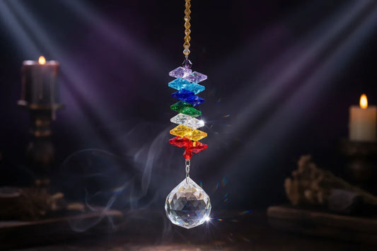Crystal Sun Catcher - Sorceress Sanctuary 30mm crystal ball + white crystal beads-30mm crystal ball + champagne crystal beads