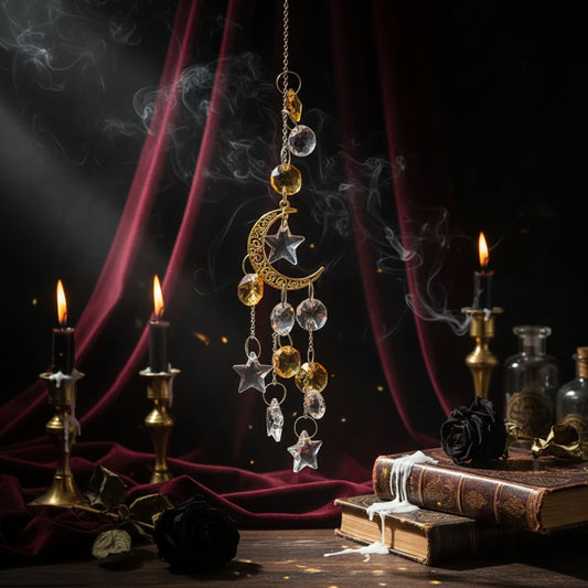 Crystal Suncatcher - Sorceress Sanctuary Golden Moon-Silvery Moon