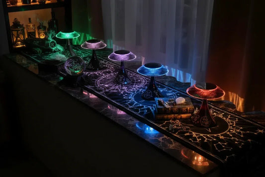 Crystal Touch Lamp - Sorceress Sanctuary Black-Golden-Silvery-Wood Grain-White