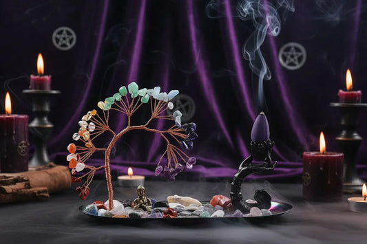 Crystal Tree Incense Holder - Sorceress Sanctuary Wukong / Golden Oval Disc-Plum tree stump / Golden Oval Disc-Plum tree stump / Silver Oval Disc-Wukong / Silver Oval Disc-Buddha Gourd / Silver Oval Disc