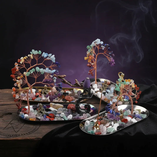 Crystal Tree Incense Holder - Sorceress Sanctuary Wukong / Golden Oval Disc-Plum tree stump / Golden Oval Disc-Plum tree stump / Silver Oval Disc-Wukong / Silver Oval Disc-Buddha Gourd / Silver Oval Disc