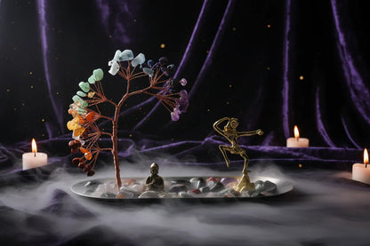 Crystal Tree Incense Holder - Sorceress Sanctuary Wukong / Golden Oval Disc-Plum tree stump / Golden Oval Disc-Plum tree stump / Silver Oval Disc-Wukong / Silver Oval Disc-Buddha Gourd / Silver Oval Disc