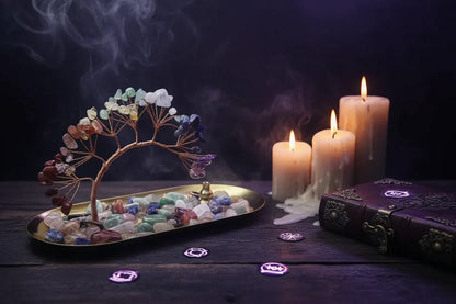 Crystal Tree Incense Holder - Sorceress Sanctuary Wukong / Golden Oval Disc-Plum tree stump / Golden Oval Disc-Plum tree stump / Silver Oval Disc-Wukong / Silver Oval Disc-Buddha Gourd / Silver Oval Disc