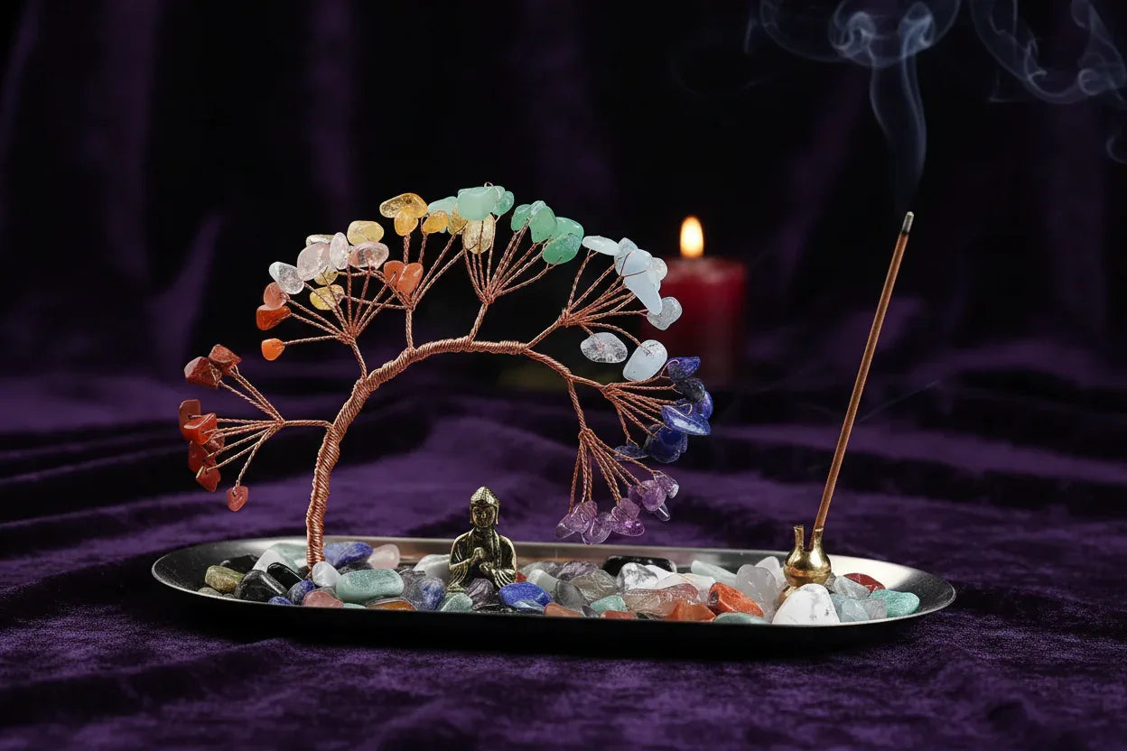 Crystal Tree Incense Holder - Sorceress Sanctuary Wukong / Golden Oval Disc-Plum tree stump / Golden Oval Disc-Plum tree stump / Silver Oval Disc-Wukong / Silver Oval Disc-Buddha Gourd / Silver Oval Disc