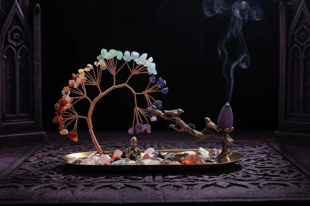 Crystal Tree Incense Holder - Sorceress Sanctuary Wukong / Golden Oval Disc-Plum tree stump / Golden Oval Disc-Plum tree stump / Silver Oval Disc-Wukong / Silver Oval Disc-Buddha Gourd / Silver Oval Disc