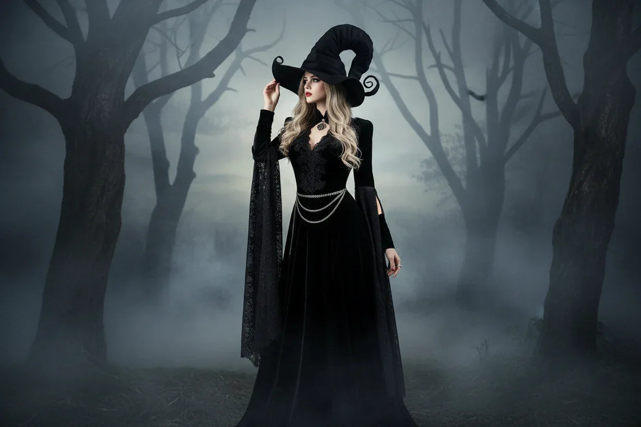 Curled Witch Hat - Sorceress Sanctuary Black / 40*35cm