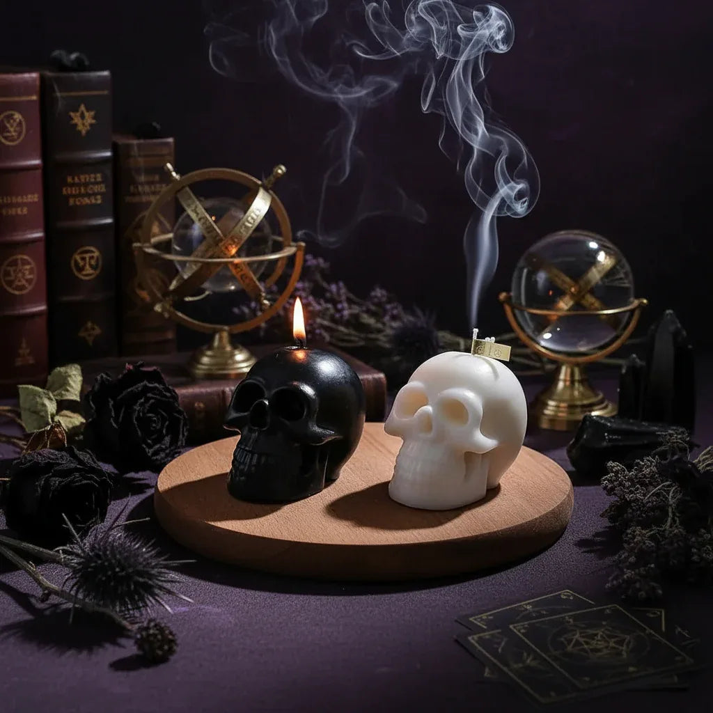 Cursed Skull Candle - Sorceress Sanctuary Black-Pink-White-Brown