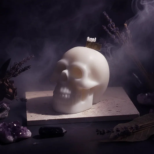 Cursed Skull Candle - Sorceress Sanctuary Black-Pink-White-Brown