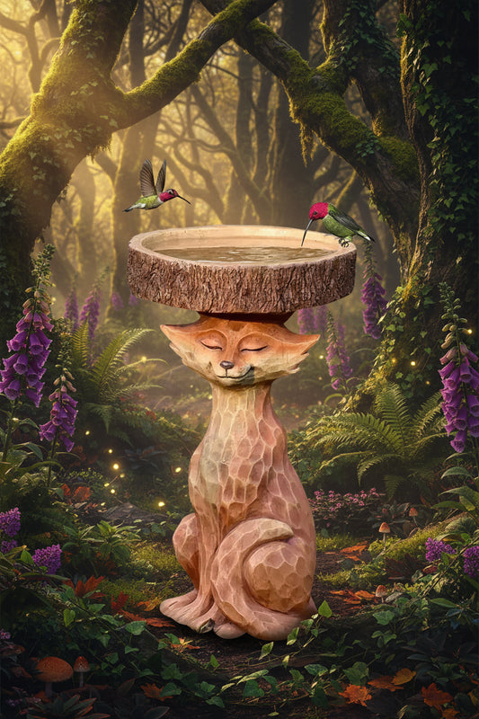 Enchanted Forest Fox | Bird Bath - Sorceress Sanctuary