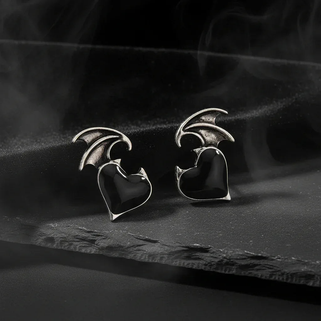 Demon Heart Earrings - Sorceress Sanctuary black-red