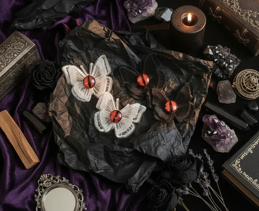 Devil Butterfly Clip - Sorceress Sanctuary White-Black