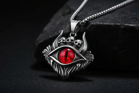 Devil Eye Pendant Necklace - Sorceress Sanctuary Yellow Black / Add matching chain 60cm