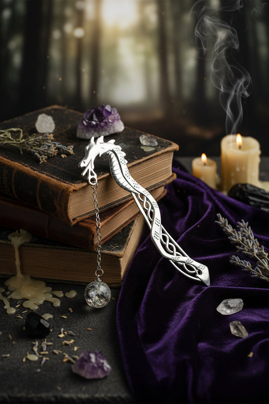 Glow-in-the-Dark Dragon Bookmark with Vintage Metal Design Sorceress Sanctuary