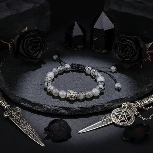 Dragon & Lion Bracelet - Sorceress Sanctuary Black dragon pattern silver-Black frosted gold-Chartreuse gold-White pine silver-Volcanic stone gold