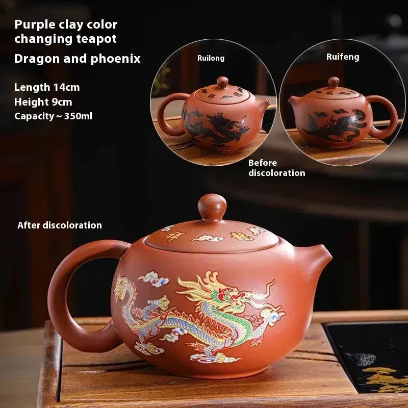 Colour Switch Mystic Teapot - Sorceress Sanctuary Dragon And Phoenix Pot-Dragon And Phoenix Pot Boxed-Dragon And Phoenix Pot Red Box-Dragon And Phoenix Pot Red Mud
