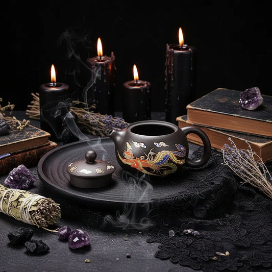 Colour Switch Mystic Teapot - Sorceress Sanctuary Dragon And Phoenix Pot-Dragon And Phoenix Pot Boxed-Dragon And Phoenix Pot Red Box-Dragon And Phoenix Pot Red Mud