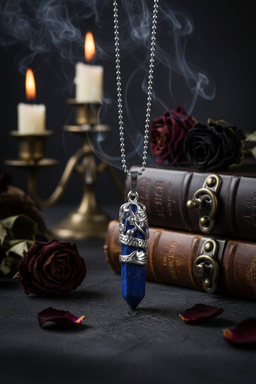 Dragon Totem Necklace - Sorceress Sanctuary Green Tomb-Golden sand-Pink crystal-Malachite-Blue Turquoise