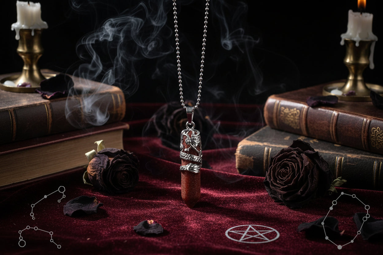 Dragon Totem Necklace - Sorceress Sanctuary Green Tomb-Golden sand-Pink crystal-Malachite-Blue Turquoise