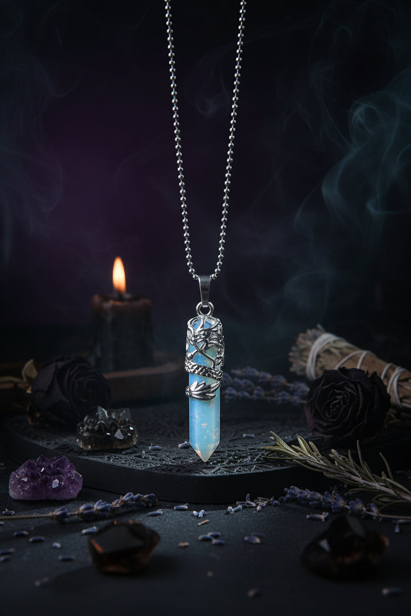 Dragon Totem Necklace - Sorceress Sanctuary Green Tomb-Golden sand-Pink crystal-Malachite-Blue Turquoise